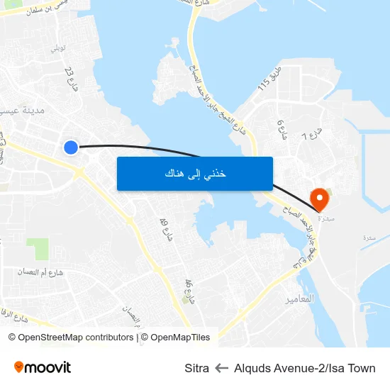 Alquds Avenue-2/Isa Town to Sitra map