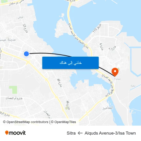 Alquds Avenue-3/Isa Town to Sitra map