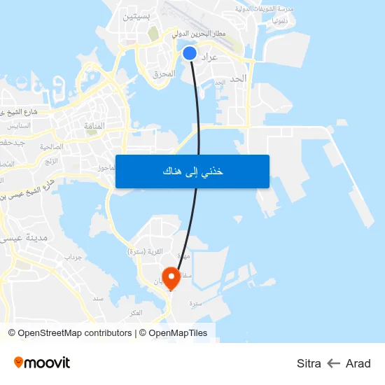 Arad to Sitra map