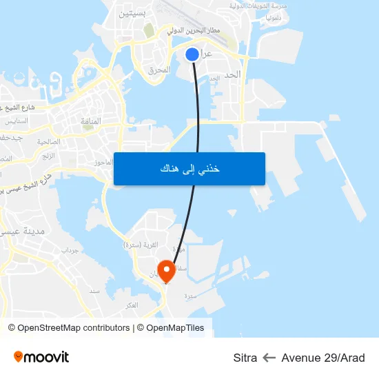 Avenue 29/Arad to Sitra map