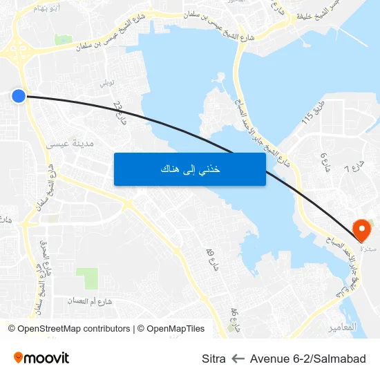 Avenue 6-2/Salmabad to Sitra map