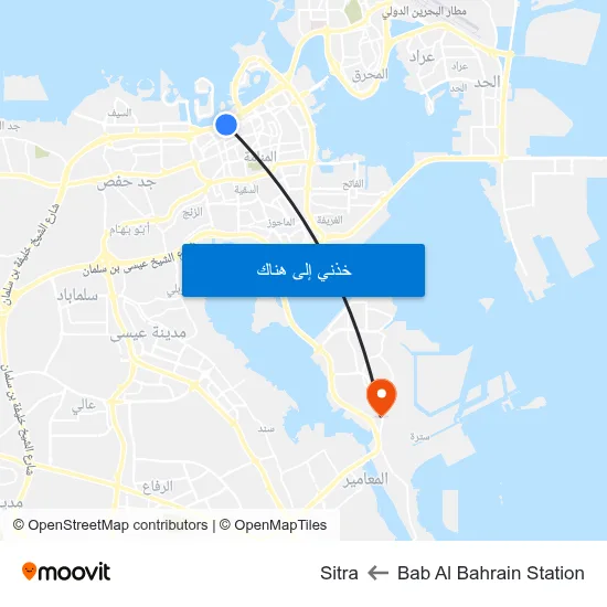 Bab Al Bahrain Station to Sitra map
