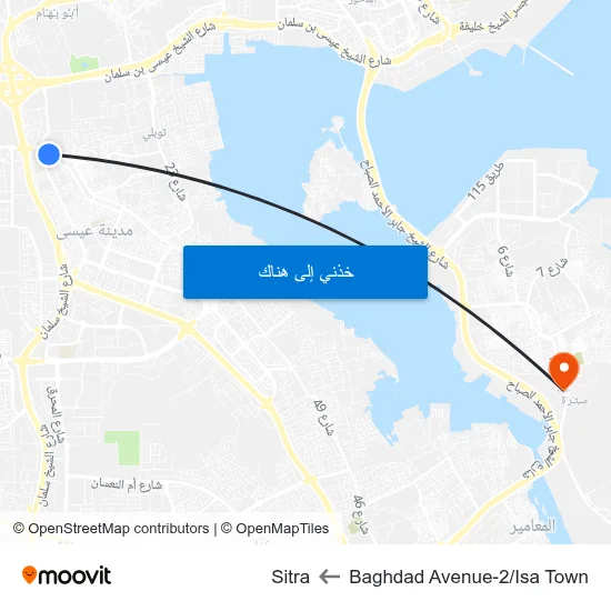 Baghdad Avenue-2/Isa Town to Sitra map