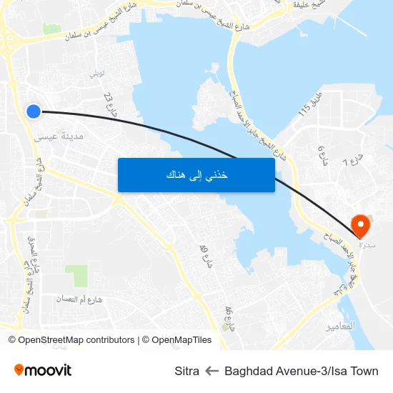 Baghdad Avenue-3/Isa Town to Sitra map