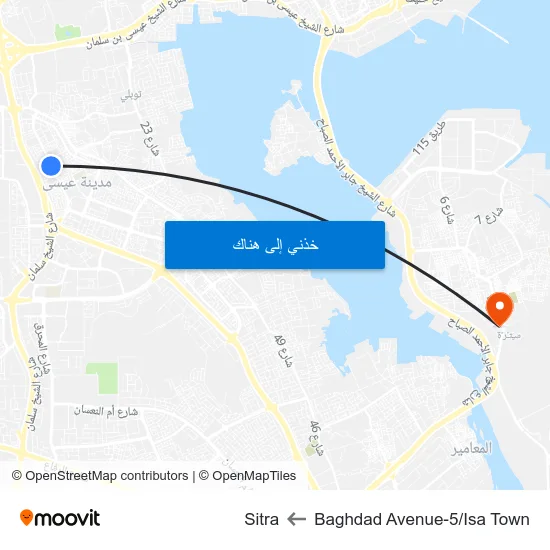 Baghdad Avenue-5/Isa Town to Sitra map
