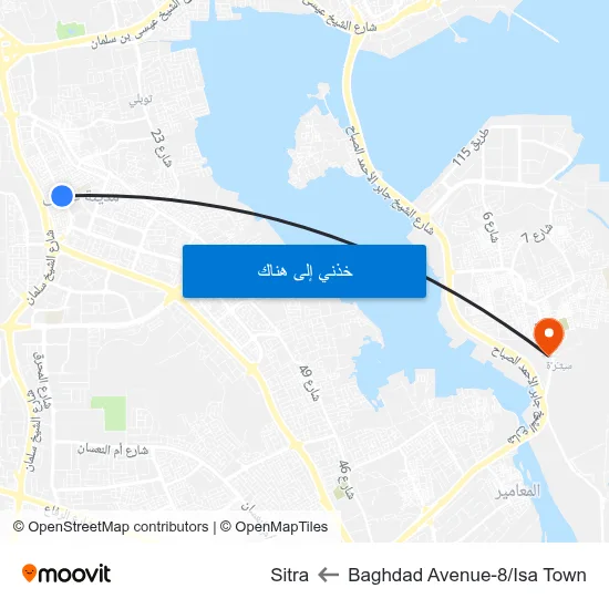 Baghdad Avenue-8/Isa Town to Sitra map
