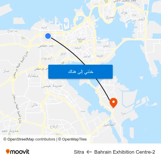 Bahrain Exhibition Centre-2 to Sitra map