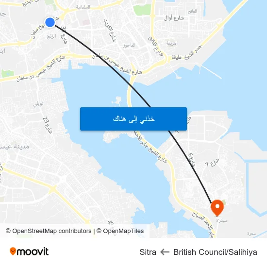 British Council/Salihiya to Sitra map