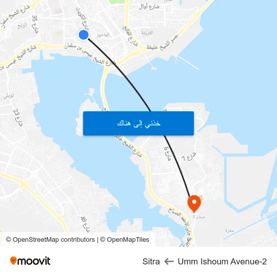Umm Ishoum Avenue-2 to Sitra map