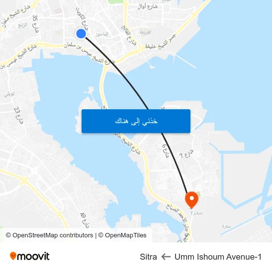 Umm Ishoum Avenue-1 to Sitra map