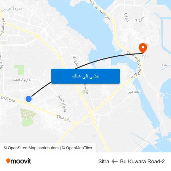 Bu Kuwara Road-2 to Sitra map
