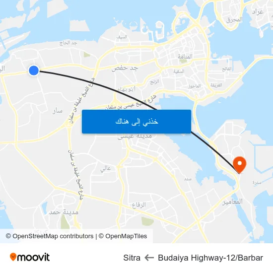 Budaiya Highway-12/Barbar to Sitra map