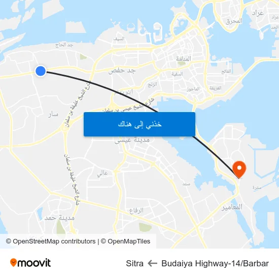 Budaiya Highway-14/Barbar to Sitra map