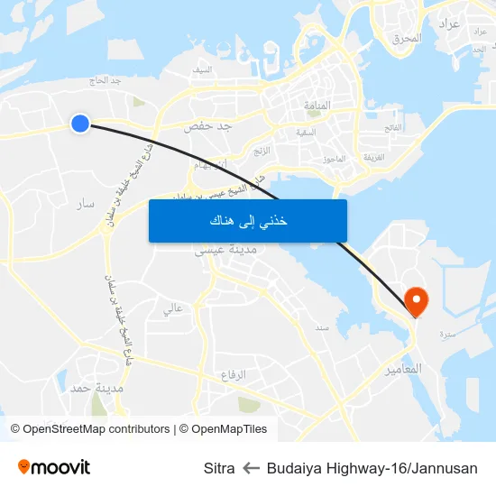 Budaiya Highway-16/Jannusan to Sitra map