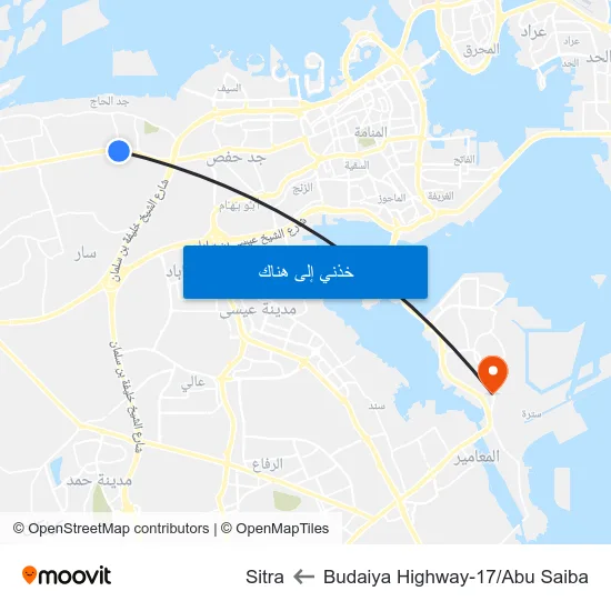 Budaiya Highway-17/Abu Saiba to Sitra map