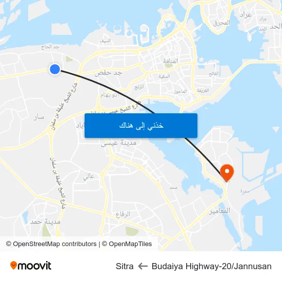 Budaiya Highway-20/Jannusan to Sitra map