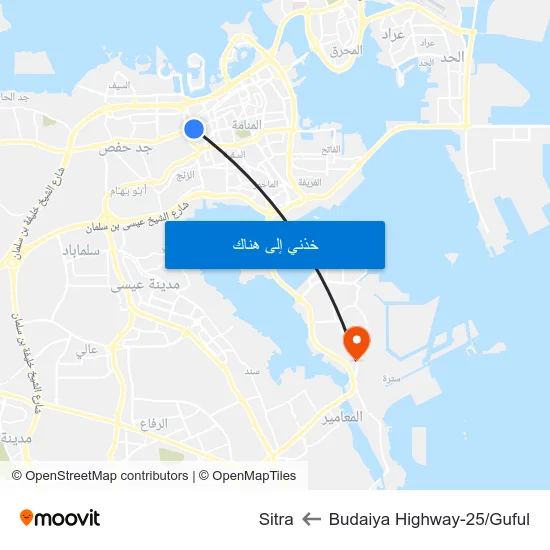 Budaiya Highway-25/Guful to Sitra map