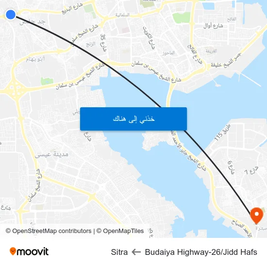 Budaiya Highway-26/Jidd Hafs to Sitra map