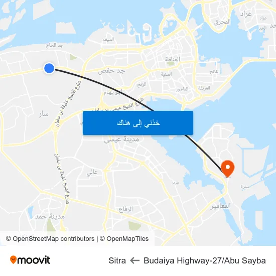 Budaiya Highway-27/Abu Sayba to Sitra map
