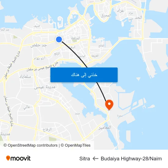Budaiya Highway-28/Naim to Sitra map