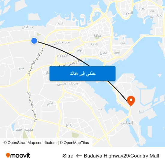 Budaiya Highway29/Country Mall to Sitra map