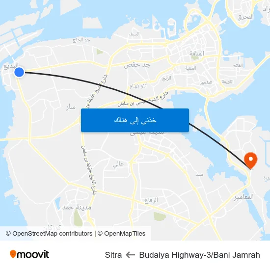 Budaiya Highway-3/Bani Jamrah to Sitra map