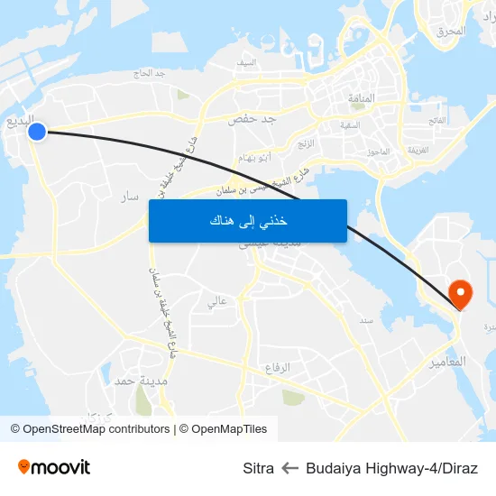 Budaiya Highway-4/Diraz to Sitra map