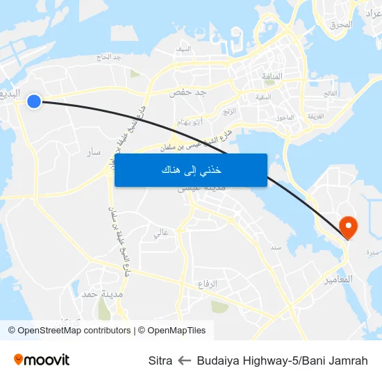 Budaiya Highway-5/Bani Jamrah to Sitra map