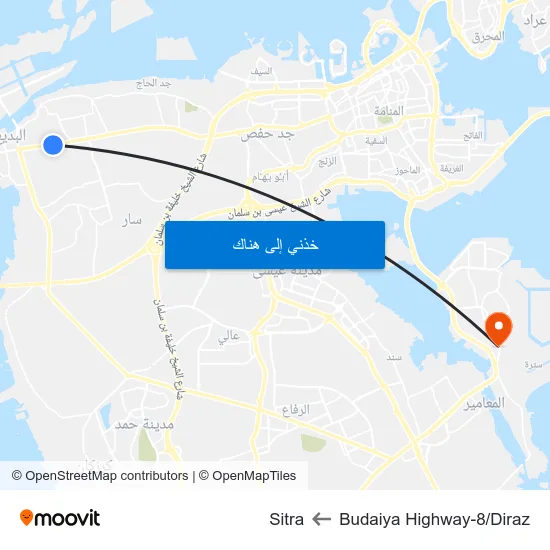 Budaiya Highway-8/Diraz to Sitra map
