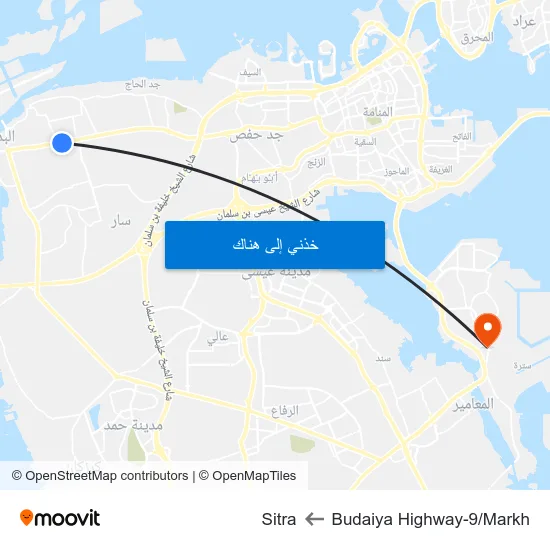 Budaiya Highway-9/Markh to Sitra map
