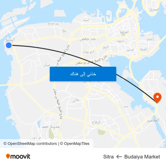 Budaiya Market to Sitra map