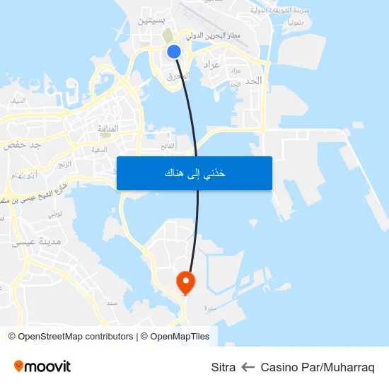 Casino Par/Muharraq to Sitra map