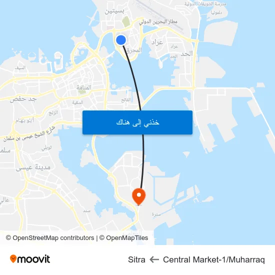 Central Market-1/Muharraq to Sitra map