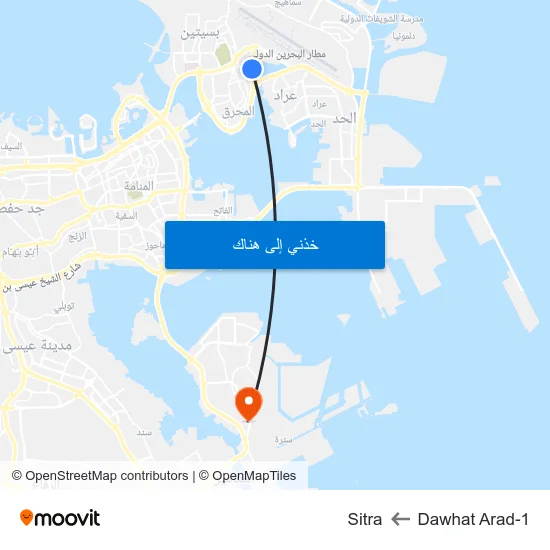 Dawhat Arad-1 to Sitra map