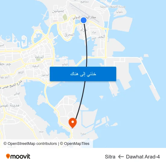 Dawhat Arad-4 to Sitra map