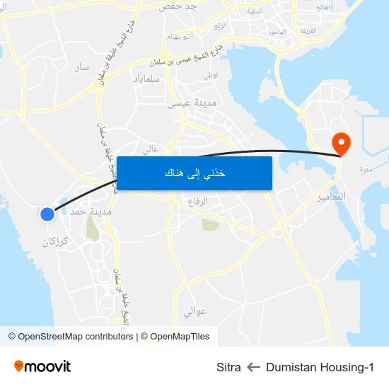 Dumistan Housing-1 to Sitra map