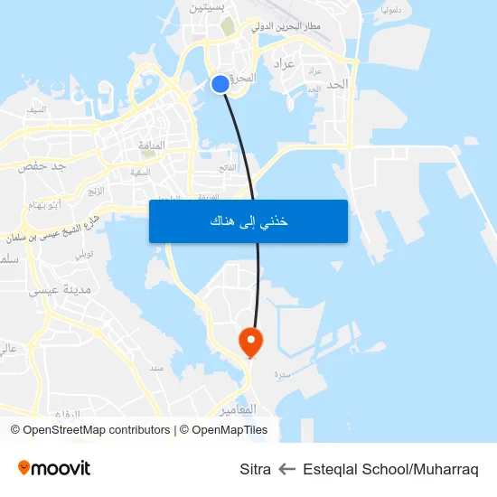 Esteqlal School/Muharraq to Sitra map