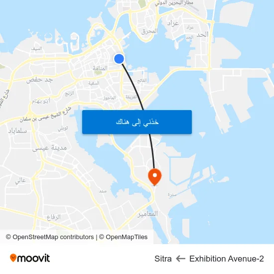 Exhibition Avenue-2 to Sitra map
