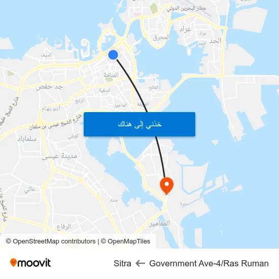 Government Ave-4/Ras Ruman to Sitra map
