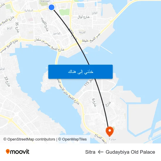 Gudaybiya Old Palace to Sitra map