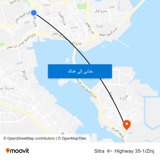 Highway 35-1/Zinj to Sitra map