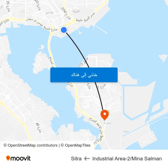 Industrial Area-2/Mina Salman to Sitra map