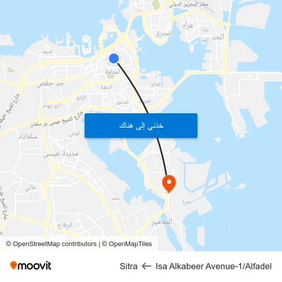 Isa Alkabeer Avenue-1/Alfadel to Sitra map