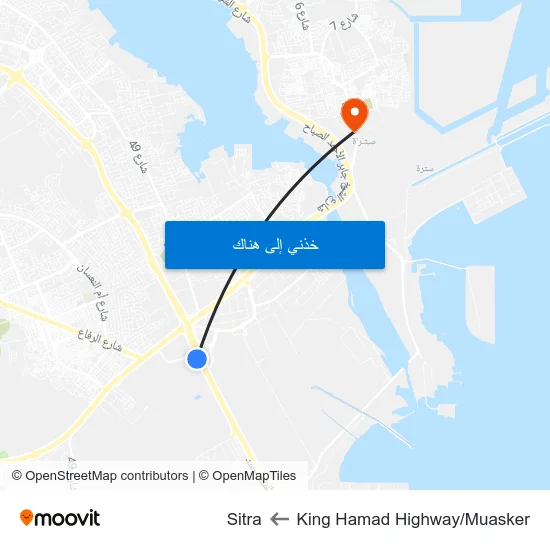 King Hamad Highway/Muasker to Sitra map