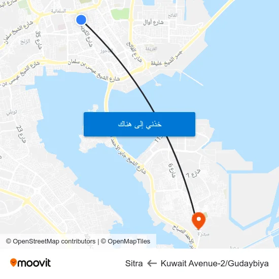 Kuwait Avenue-2/Gudaybiya to Sitra map