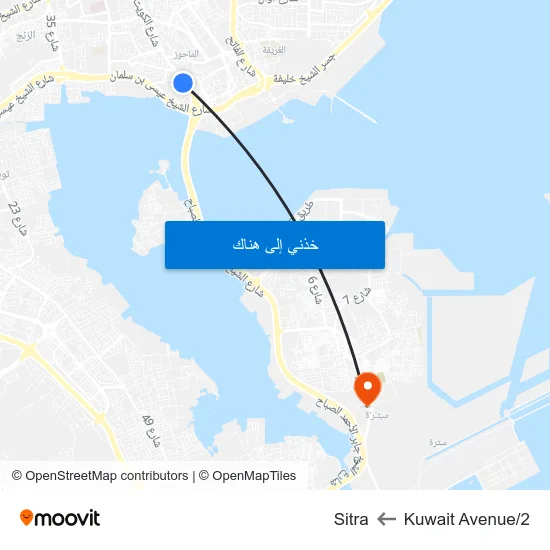 Kuwait Avenue/2 to Sitra map
