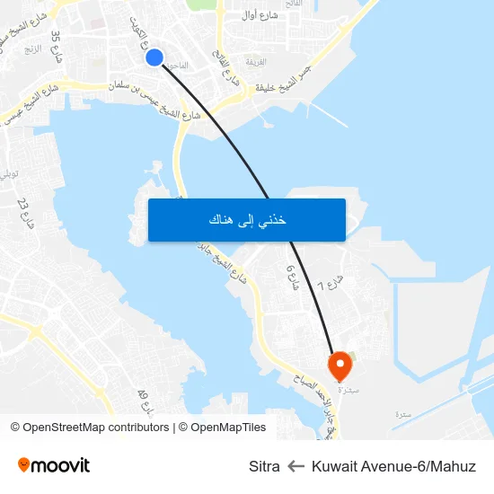 Kuwait Avenue-6/Mahuz to Sitra map