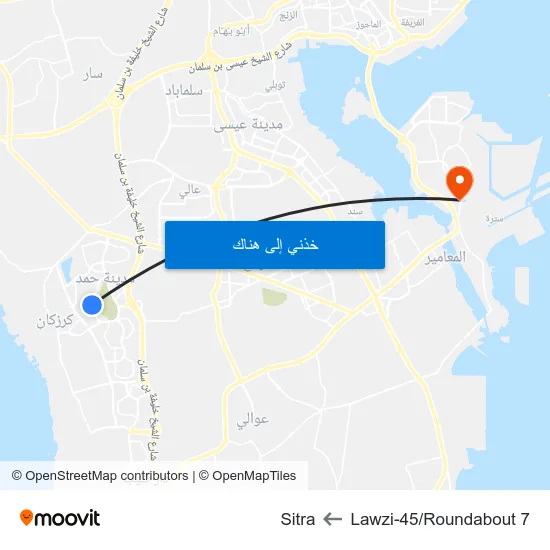 Lawzi-45/Roundabout 7 to Sitra map