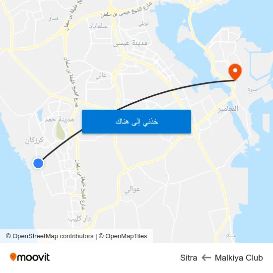 Malkiya Club to Sitra map