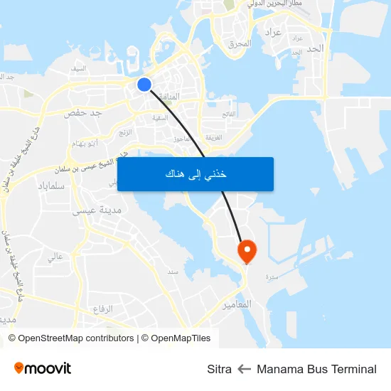 Manama Bus Terminal to Sitra map